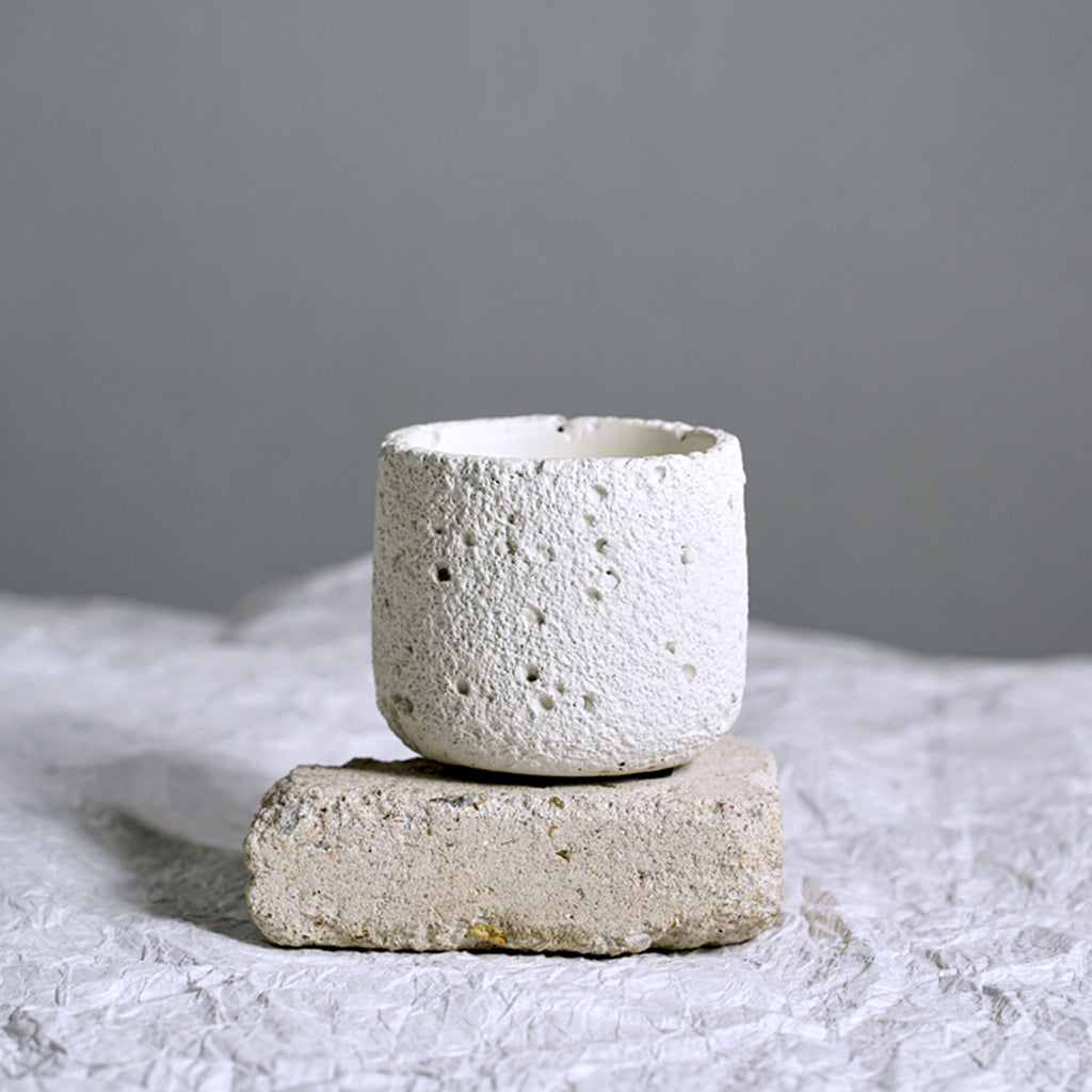 Wood Wick Cement Container Jar Candle - White Tea