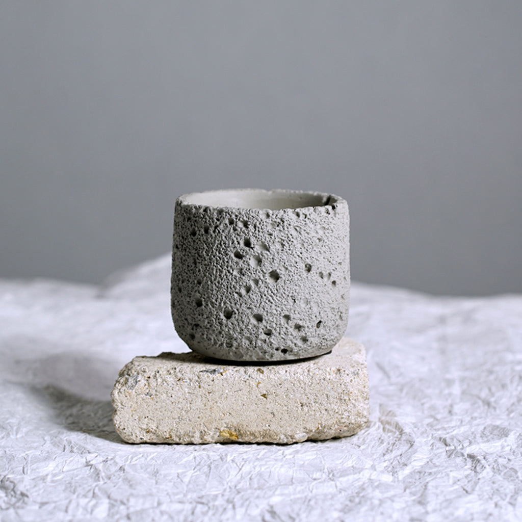 Wood Wick Cement Container Jar Candle - White Tea