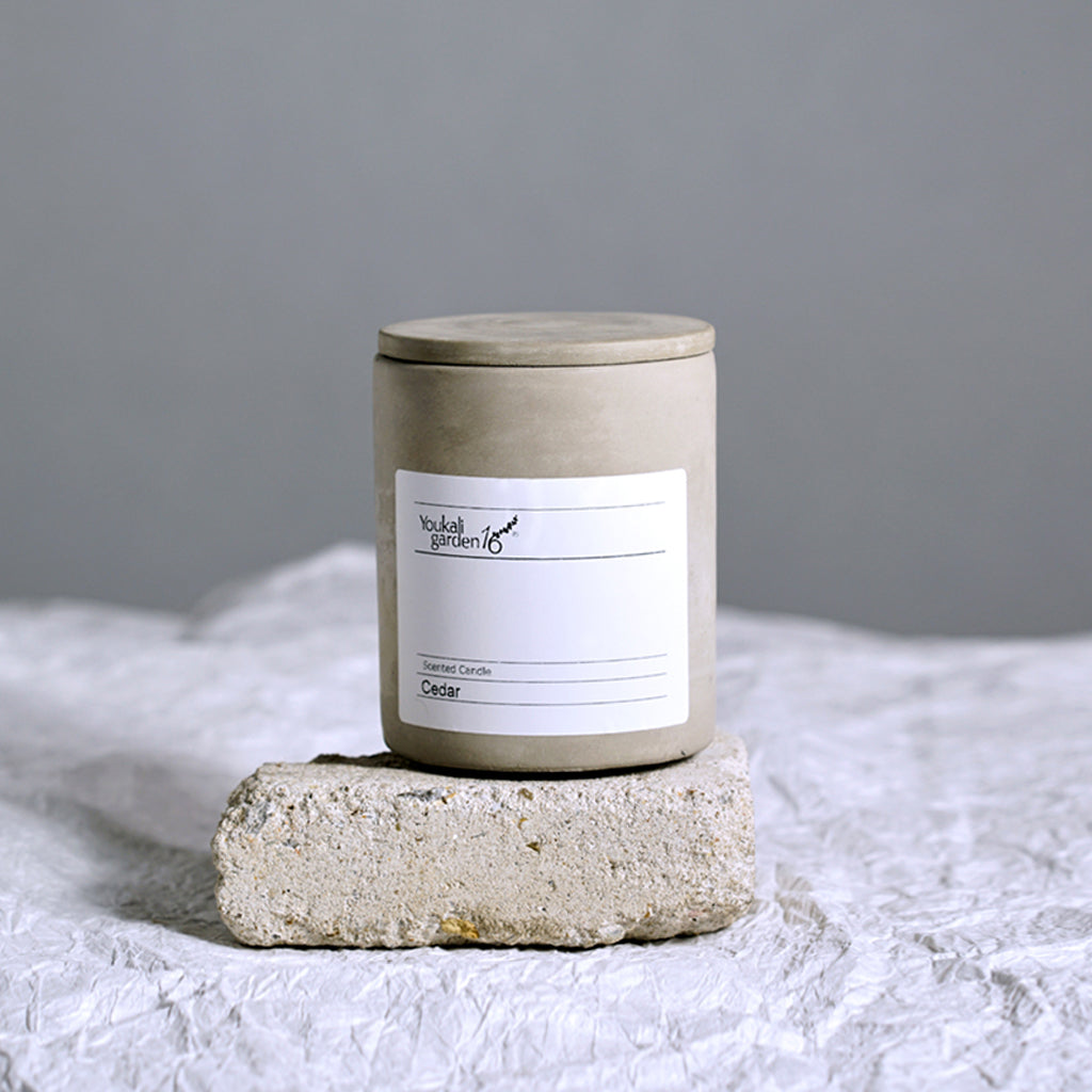 Wood Wick Cement Container Jar Candles For Home,Coffee Shop,Gift Giving - White Tea , Cedar