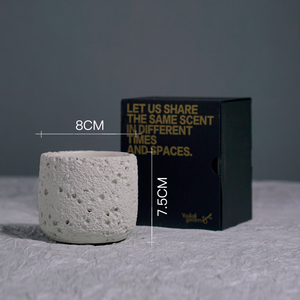Wood Wick Cement Container Jar Candle - White Tea