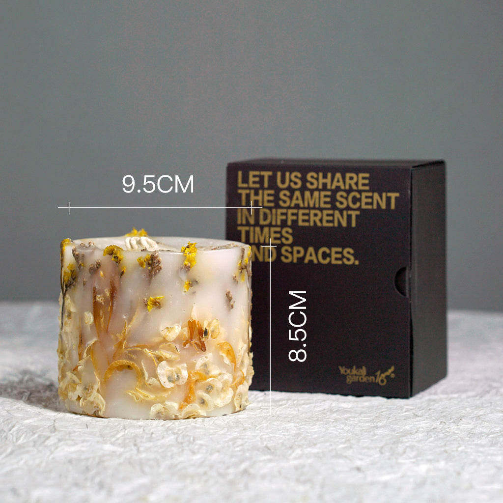 Handmade Beige Botanical Art Scented Candle for Wedding,Gift,Home Decor-19 oz 68 Hours Long Burning Time