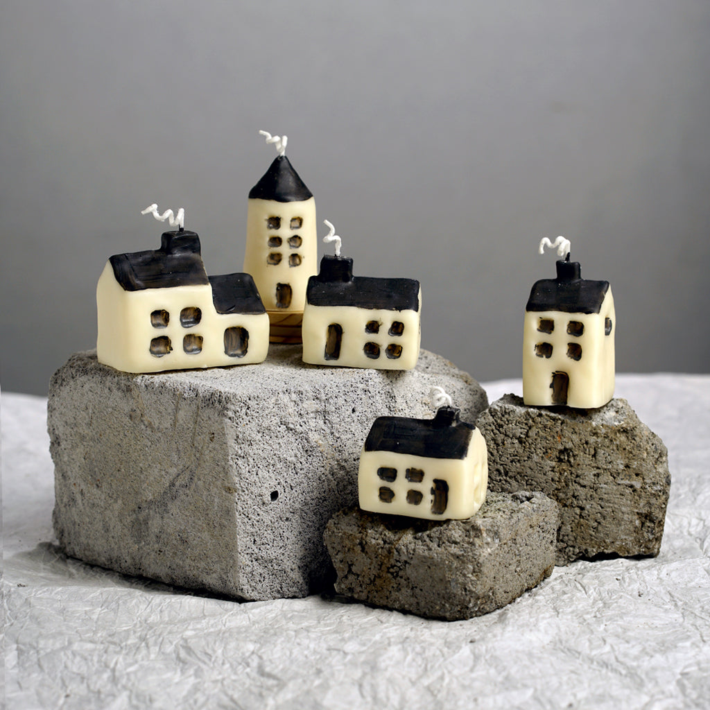 Creative Hand Painted House Shaped Scented Candles for Gift- Set of 5