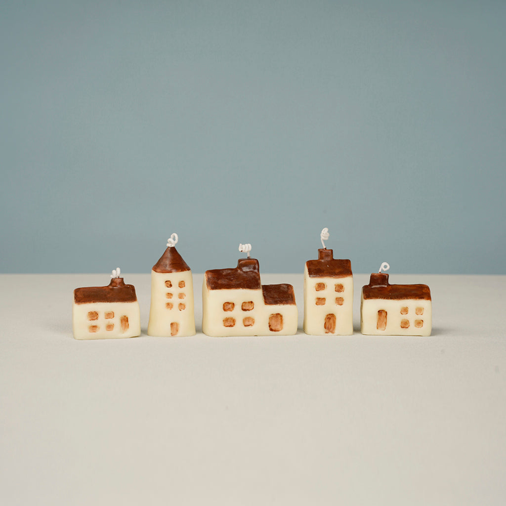 Creative Hand Painted House Shaped Scented Candles for Gift- Set of 5