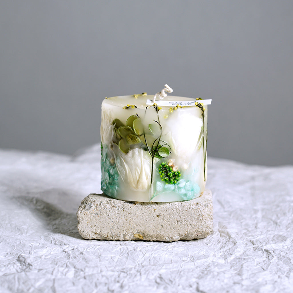 Handmade Green Botanical Art Scented Candle for Wedding,Gift,Home Decor-19 oz 68 Hours Long Burning Time