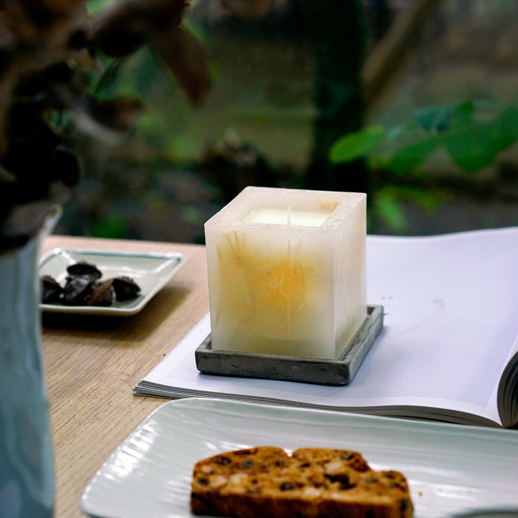 Handmade Shelled White Scented Art Candle for Yoga,Home Decor,9-12 oz,25-32 Hours