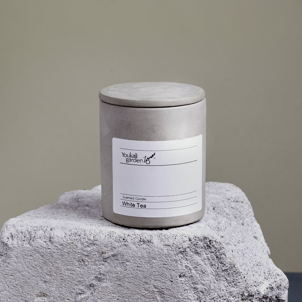 Wood Wick Cement Container Jar Candles For Home,Coffee Shop,Gift Giving - White Tea , Cedar