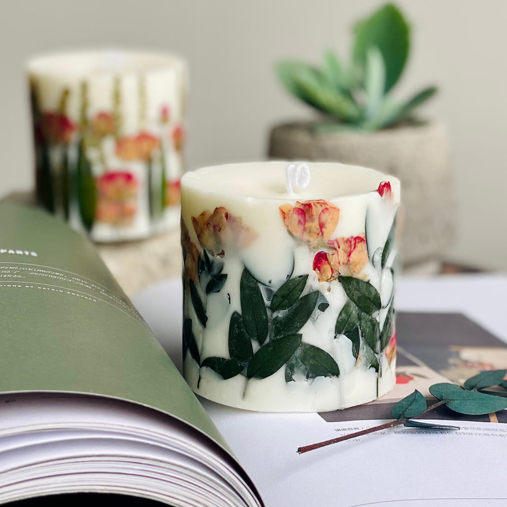 Handmade Pressed Flower Art Scented Candle for Home,Gift,Wedding-13 oz,48 Hours
