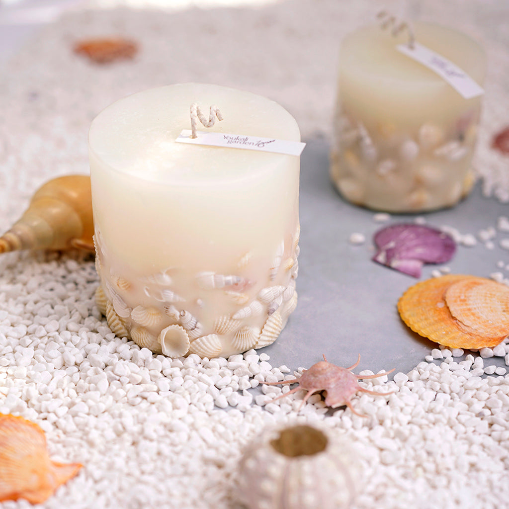 Handmade white Shells Art Scented Candle for Wedding,Gift,Home Decor-19 oz 68 Hours Long Burning Time